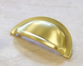 Brushed Brass Kitchen Cabinet Cup Handle 76mm Bathroom Bedroom Cupboard Door Drawer Gold Furniture