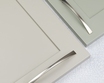 Brushed Nickel Kitchen Handle 160mm 128mm Fixings Slim Silver Bow Modern Bar Cabinet Door Drawer Pull Furniture Replacement DIY Upcycle