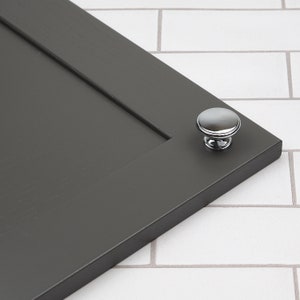 Polished Chrome Kitchen Cabinet Round Flat Knob Pull Shaker Cupboard Drawer Door Pull Wardrobe Bathroom Bedroom Furniture