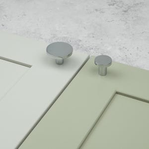 Round Modern Cabinet Knobs Various Finishes Minimalist Circle Disc Cupboard Door Drawer Furniture Pull 26mm 41mm Renovate Refurbish Upcycle