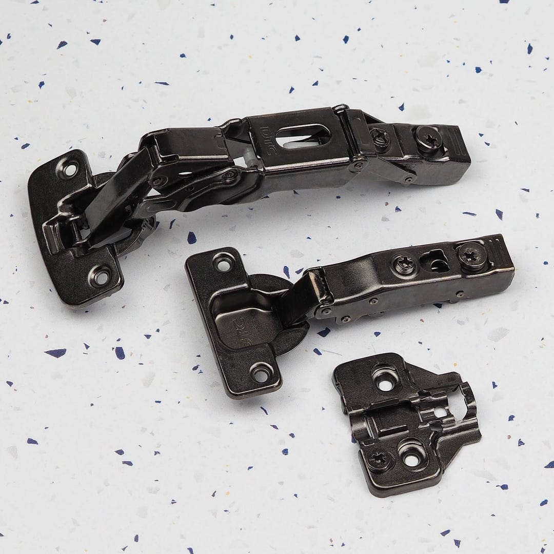 Bisagras para gabinetes de cierre suave de color gris oscuro de 110 grados  y 155 grados y placa atornillable para puertas de alacena de cocina con ..., image size:1080x1080