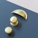 64mm Brushed Brass Shaker Cup Handle | 38.5mm & 42mm Knobs | Matching | Kitchen Furniture Cupboards Doors and Drawers | Gold Yellow 