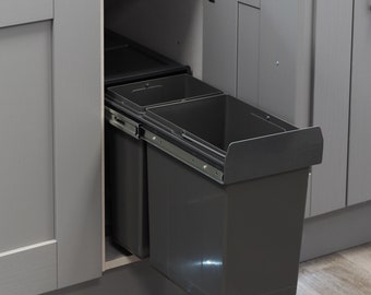 Contenedor de reciclaje de residuos de cocina extraíble integrado debajo del mostrador de 30 l para gabinete de 300 mm de ancho 1 x 10 litros y 1 x 20 litros montado en la base