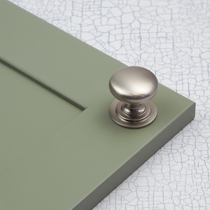Nickel Kitchen Cabinet Knob Round Classic Shaker Pull Brushed Silver Farmhouse Cupboard Door Drawer Furniture Upcycle Replacement DIY Handle