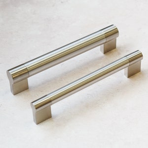 Brushed Nickel Keyhole Boss Bar Kitchen Cabinet Handles 160mm Either 16mm Bar Width or 22mm Bar Width Drawer Door Pull Silver Grey