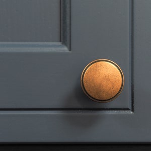 Antique Copper Kitchen Cabinet Round Flat Knob Handle Bedroom Bathroom Furniture Cupboard Drawer Door Pull image 3