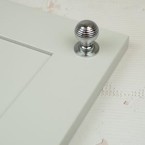 Polished Chrome Kitchen Cabinet Round Reeded Knob Solid 27mm Cupboard Drawer Door Pull Furniture