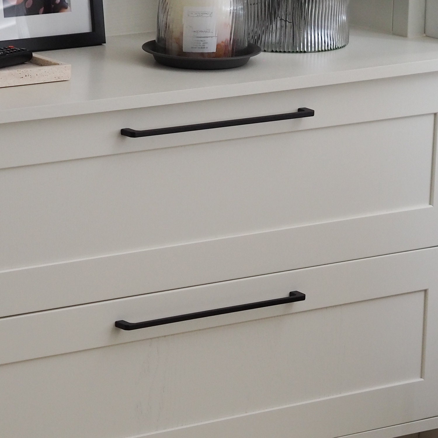 GOBEKOR Lot De 5 Poignées D'armoire Noires Mates Solides De 19,5 Cm D'écart