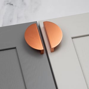 Rose Gold Half Moon Pull Cabinet Handle 64mm Kitchen Cupboard Drawer Dresser Chest Office Utility Furniture Upcycle Renovate Revamp Refurb
