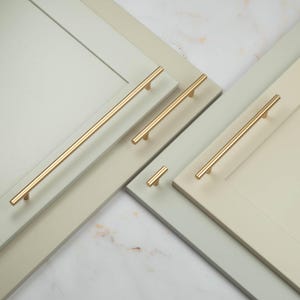 Gouden messing T-vormige kastgrepen voor keuken, slaapkamer, badkamer, deuren en lades, 128 mm, 160 mm, 320 mm