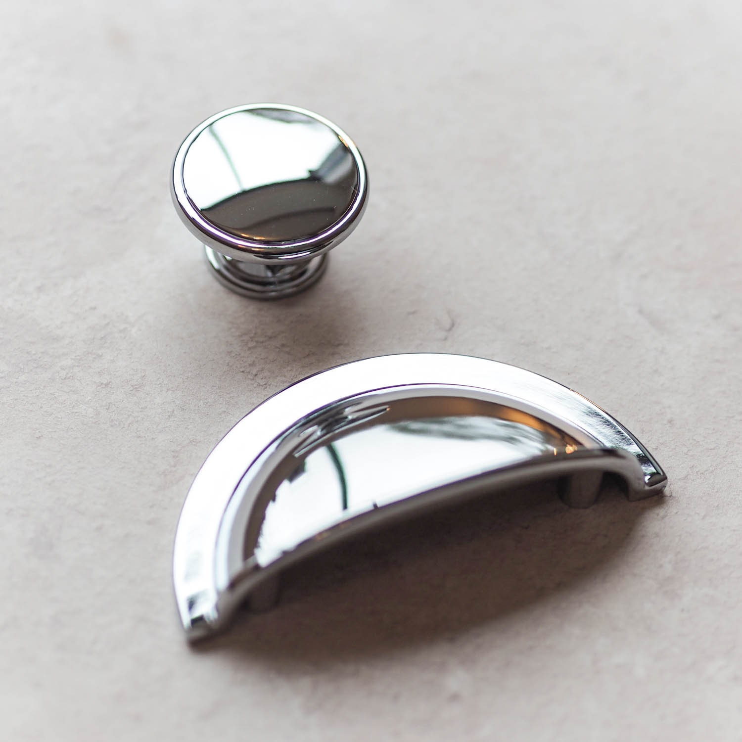 64mm Polished Chrome Cup Handle & Matching 38mm Diameter Knob Etsy