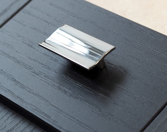 Tirador de cromo pulido para gabinete de cocina, pomo ondulado de 32 mm, tirador de puerta de cajón plateado para muebles de baño y dormitorio