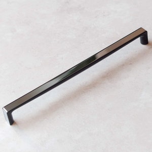 Polished Chrome & Gloss Black Twix Kitchen Cabinet Handle 320mm Bedroom Bathroom Furniture Replacement Long Thin
