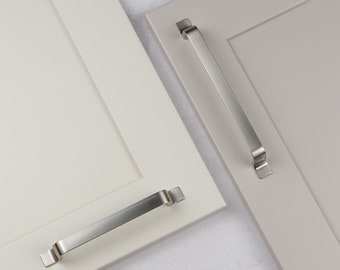 Brushed Nickel Cupboard Handle Strap Design Kitchen Cabinet Door Drawer Pull Bedroom Bathroom Wardrobe Furniture Replacement 128mm 160mm