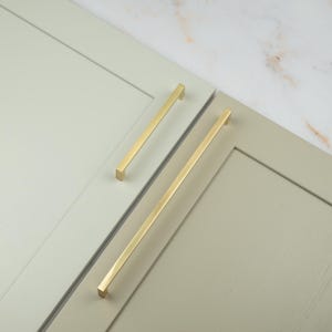Satin Brass Gold Kitchen Cupboard Square Block D Bar Handles 160mm 320mm Cabinet Door Drawer Pulls Wardrobe Furniture Replacement Upcycle
