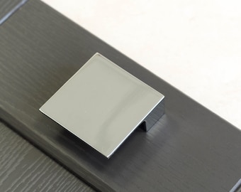 Poliert Chrom Küchenschrank Quadrat Flach Knauf Knäuf Griff 32mm Bad Schlafzimmer Schrank Schublade Tür Kleiderschrank Möbel