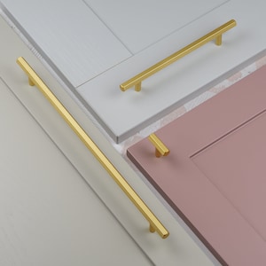 Gebürstetes Messing Hexagon Küchenschrank T-Bar Griffe 160mm 320mm Passender Knob Pull Schlafzimmer Badezimmer Schrank Kleiderschrank Tür Schublade