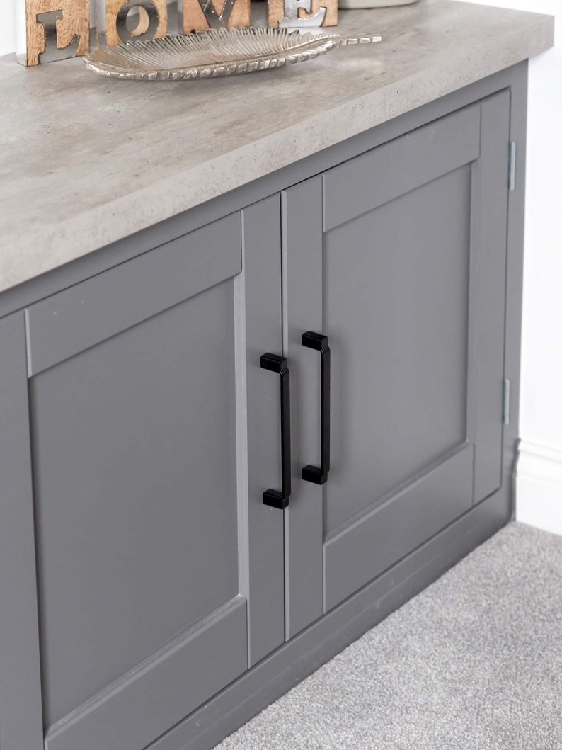 160mm & 320mm Long Matt Black Square D Handles Kitchen Etsy UK