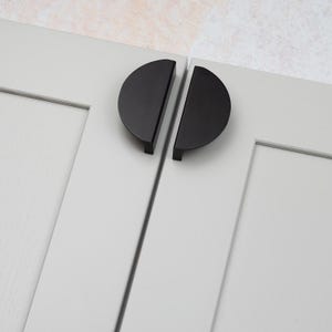 Matt Black Half Moon Pull Cabinet Handle 64mm Kitchen Cupboard Door Drawer Dresser Chest Office Utility Furniture Upcycle Renovation Replace