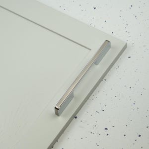 Polished Chrome & Brushed Nickel Slim Panelled Kitchen Cabinet Handle 160mm 192mm and 224mm Multiple Hole Centres