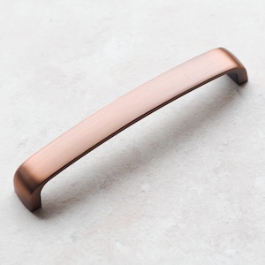 Brushed Copper Kitchen Cabinet Rounded D Handles 128mm & 160mm Matching 35mm Knob Hardware Drawer Wardrobe Furniture Pull image 6