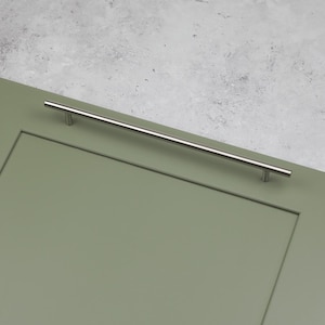 256mm Nickel Cabinet Bar Handle Silver Kitchen Cupboard Door Drawer T-Bar Pull Wardrobe Furniture Replacement Upcycle Grey Hardware DIY