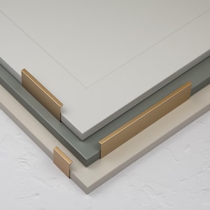 Satin Brass Squared Lip Edge Pull Modern 40mm 100mm 200mm Mount Profile Handles