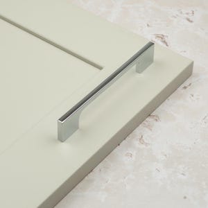Polished Chrome Kitchen Cabinet Slim Square Handle 128mm Bathroom Bedroom Cupboard Door Drawer Pull Replacement Upcycle Silver Grey