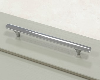 Polished Chrome Kitchen Cabinet Flat T-Bar Handle 160mm Furniture Bedroom Bathroom Upcycling Renovation New Home Modern