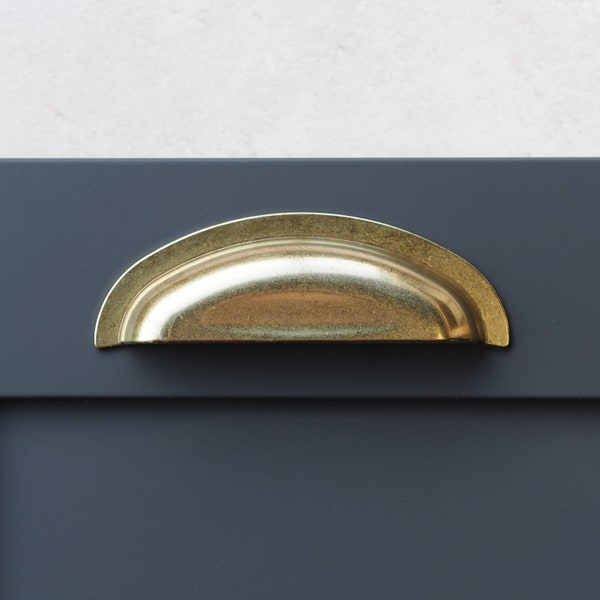 Antique Brass Kitchen Cabinet Shaker Cup Handle Pull 96mm Bedroom Bathroom Sideboard Door Drawer Wardrobe Furniture Gold