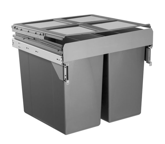 90L 2 x 45L Dark Grey Kitchen Bin for 600mm Cabinet Soft Close Door Mounted  Door Fix – Handle & Home