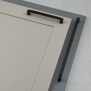 Matt Black Kitchen Cabinet Square D-Bar Handles 160mm & 320mm Long Bathroom Cupboard Door Drawer Pull Wardrobe Dresser Furniture Replacement