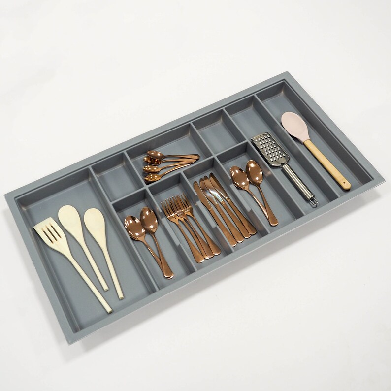 Meta Box Kitchen Grey Cutlery Tray for Blum Metabox Kitchen Drawer 429mm Long Various ...