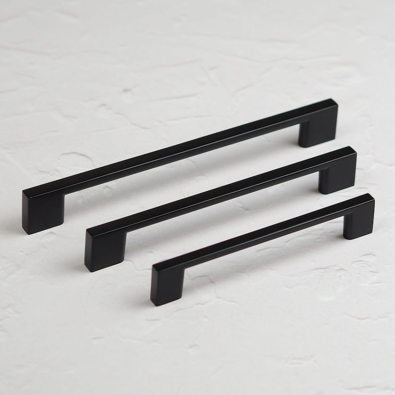 Matt Black Kitchen Slim Square D Handles 128mm 160mm Etsy UK