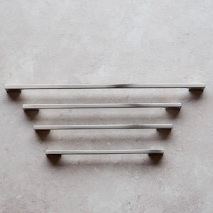Brushed Nickel Kitchen Cabinet Slim Pull Handles 128mm 160mm 190mm 224mm 288mm Bedroom Bathroom Furniture Wardrobe Silver