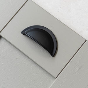 Matt Black Kitchen Cabinet Shaker Cup Handle 64mm Cupboard Door Drawer Wardrobe Furniture Replacement Upcycle