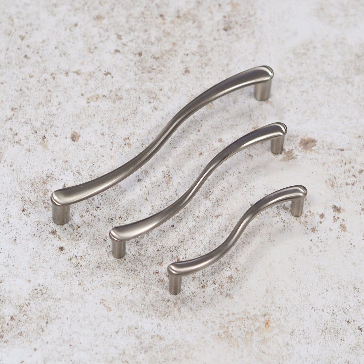 Brushed Nickel Kitchen Cabinet S Shaped Handles | 96mm 128mm 160mm | Bathroom Bedroom Cupboard Wardrobe Drawer Door Pull Furniture