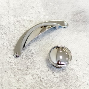 Polished Chrome Shaker Style Cup Handle 64mm & Matching Knob Pull Kitchen Cabinet Cupboard Door Drawer Pull Wardrobe Furniture