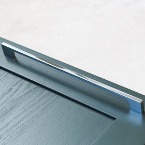 Polished Chrome Kitchen Cabinet Handle 288mm Slim Square Cupboard Door Drawer Pull Replacement Upcycle Silver Grey