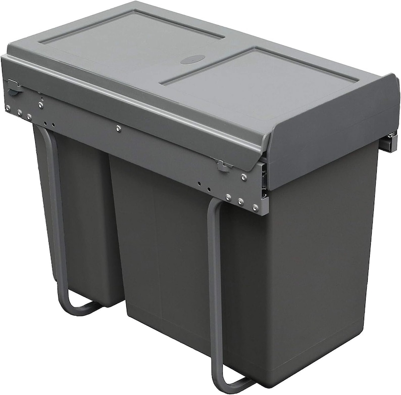 Integrated Under Counter 30L Pull Out Kitchen Waste Recycling Bin for 300mm Wide Cabinet 1 x 10 Litre & 1 x 20 Litre Base Mounted image 5