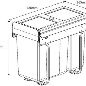 Integrated Under Counter 30L Pull Out Kitchen Waste Recycling Bin for 300mm Wide Cabinet 1 x 10 Litre & 1 x 20 Litre Base Mounted image 4