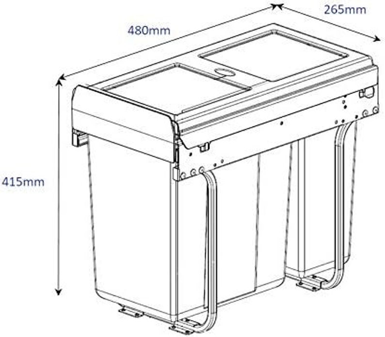 Integrated Under Counter 30L Pull Out Kitchen Waste Recycling Bin for 300mm Wide Cabinet 1 x 10 Litre & 1 x 20 Litre Base Mounted image 4