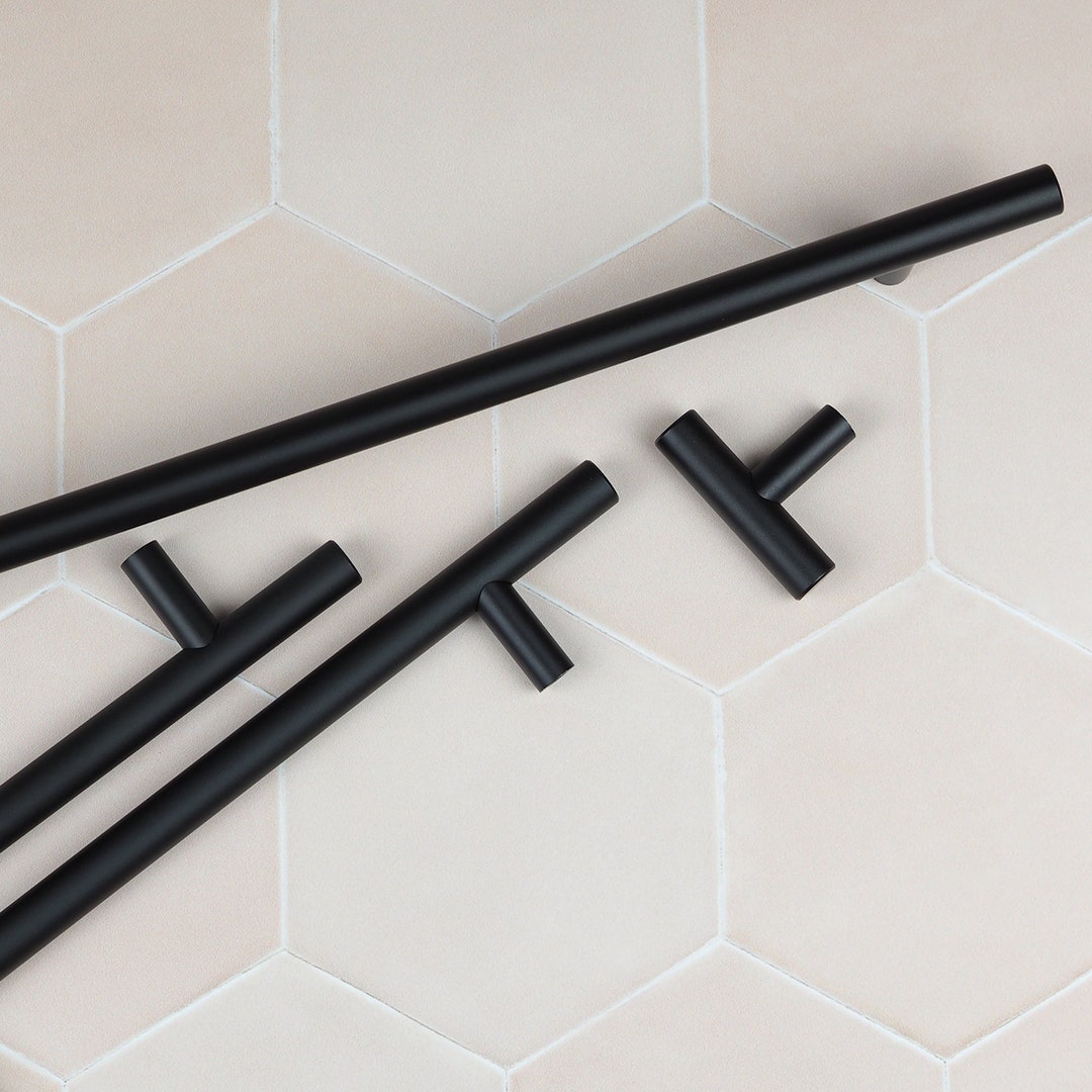Matt Black T Bar Cupboard Handles Kitchen Bedroom Bathroom