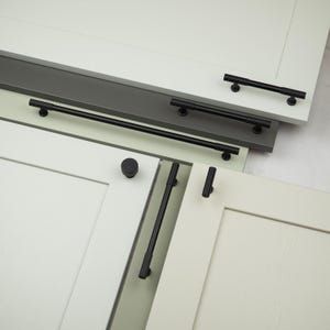 Matt Black Textured Cabinet Handles & Matching Knob Reeded Modern Dark Pull Furniture Renovate