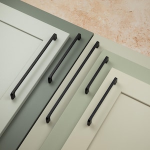 Matt Black Kitchen Cabinet Squared Angled D Handles 128mm 160mm 192mm 256mm 320mm Bedroom Bathroom Door Drawer Furniture Angular Pull