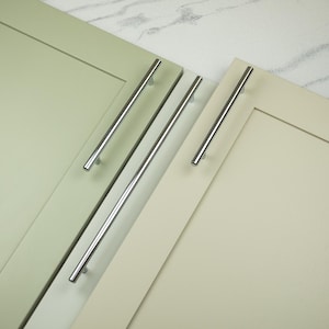 Polished Chrome T-Bar Kitchen Cabinet Handles Simple Minimal Pulls Cupboard Drawer Door Kitchen Wardrobe Upcycle Renovate Refurb Replace