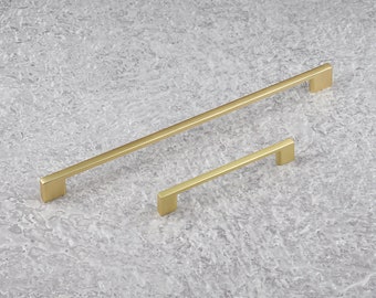 Brushed Brass Kitchen Cabinet Handle 128mm 320mm Gold Cupboard Drawer Door Pull Furniture Replacement Upcycle