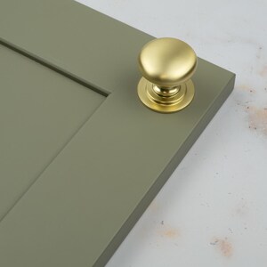 Brushed Brass Kitchen Cabinet Smooth Round Knob 42mm Pull Bathroom Bedroom Furniture Cupboard Door Drawer Soft Gold Yellow