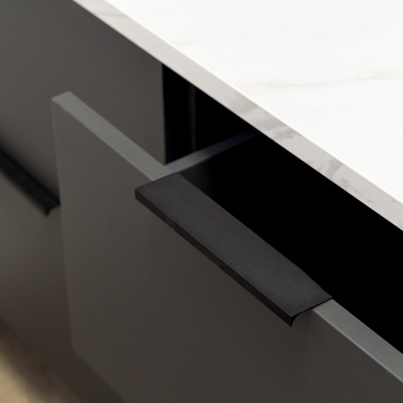 Matt Black Lip Pull Edge Mount Profile Handle 160mm Drawer Office Kitchen  Cupboard Door Cabinet Bedroom 