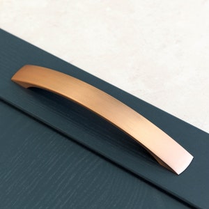 Brushed Antique Copper Kitchen Cabinet Bow Handle 160mm Drawer Wardrobe Furniture Rose Gold Curved Pull